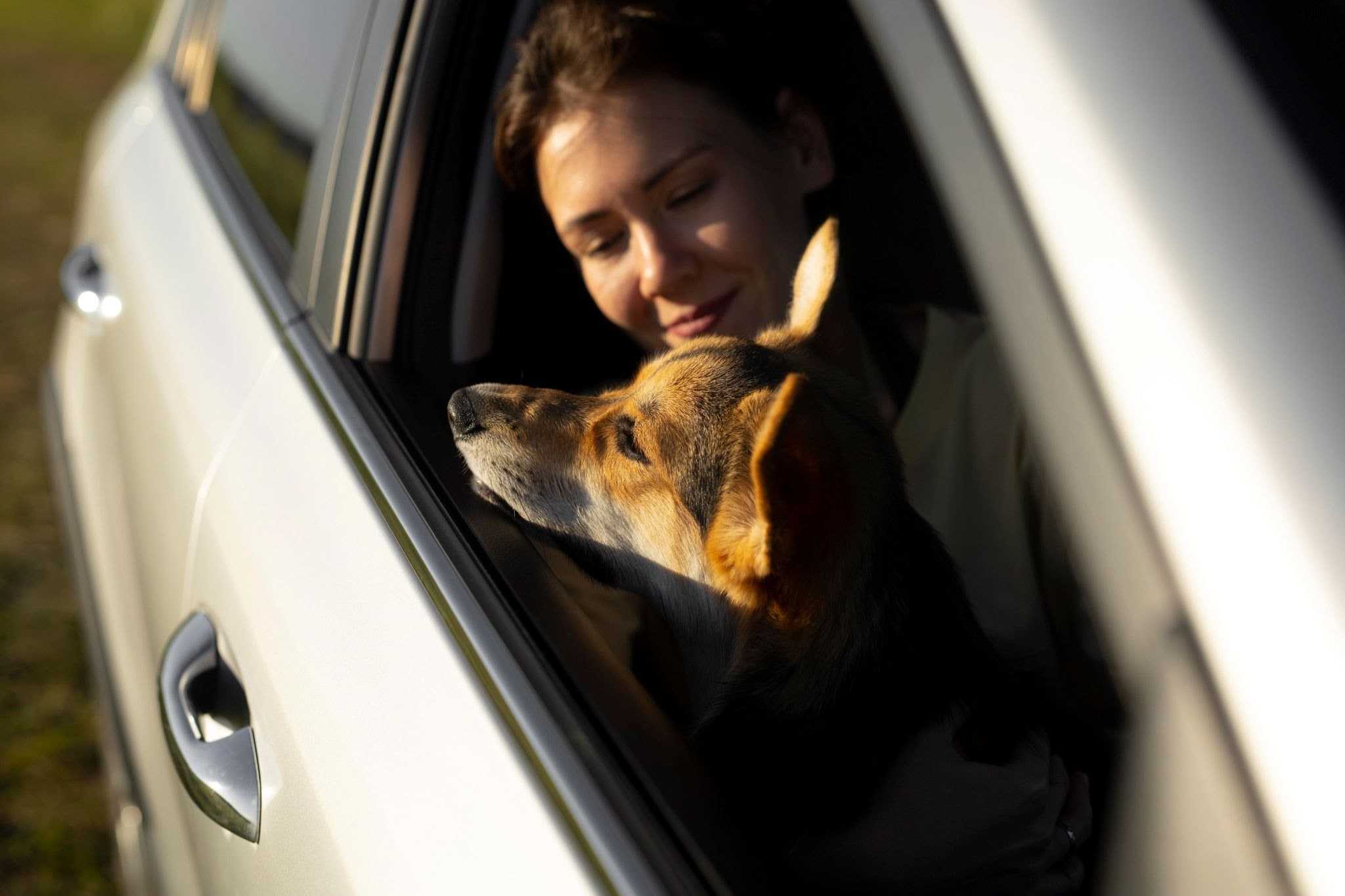 girl-and-dog-in-car